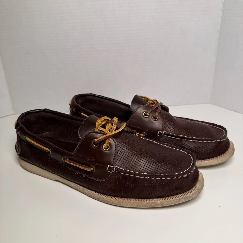 Tommy Hilfiger Bowman Apache Classic Boat Shoes Dark Brown Leather Mens Size 10